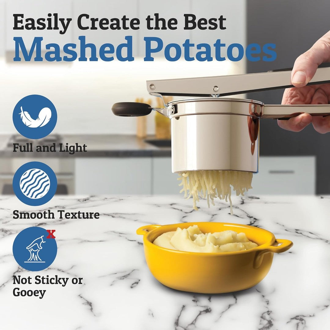 Heavy stainless steel potato ricer with discs - product photo 8