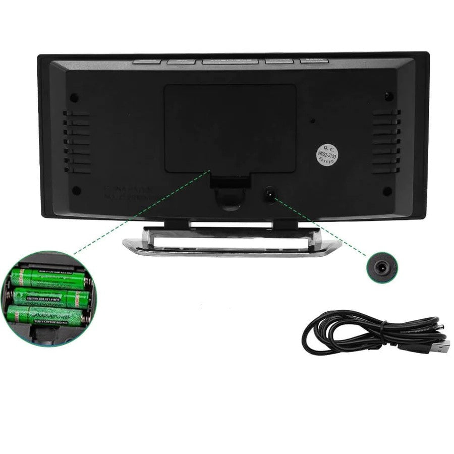 Curved LED mirror digital alarm clock - product photo 5