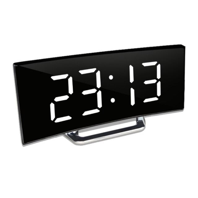 Curved LED mirror digital alarm clock - product photo 6