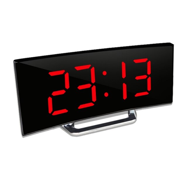 Curved LED mirror digital alarm clock - product photo 8