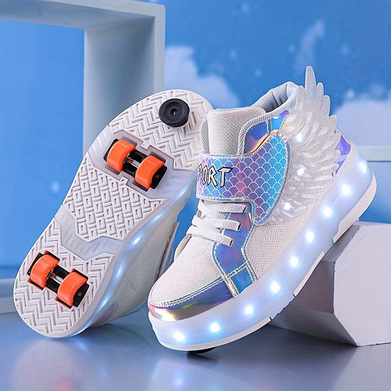 Light-up roller sneaker with heel wheel and wings - product photo 2
