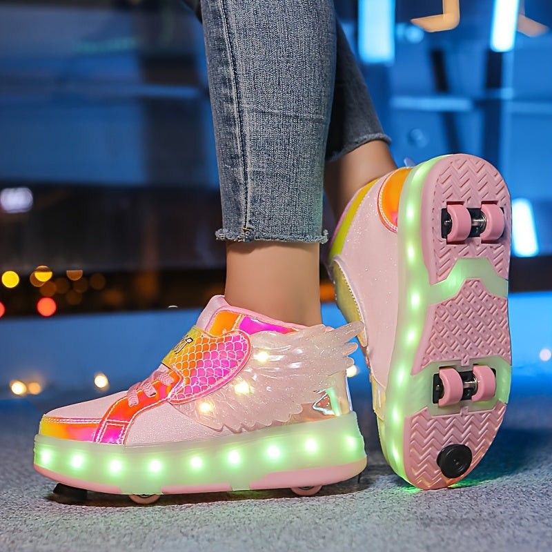 Light-up roller sneaker with heel wheel and wings - product photo 3