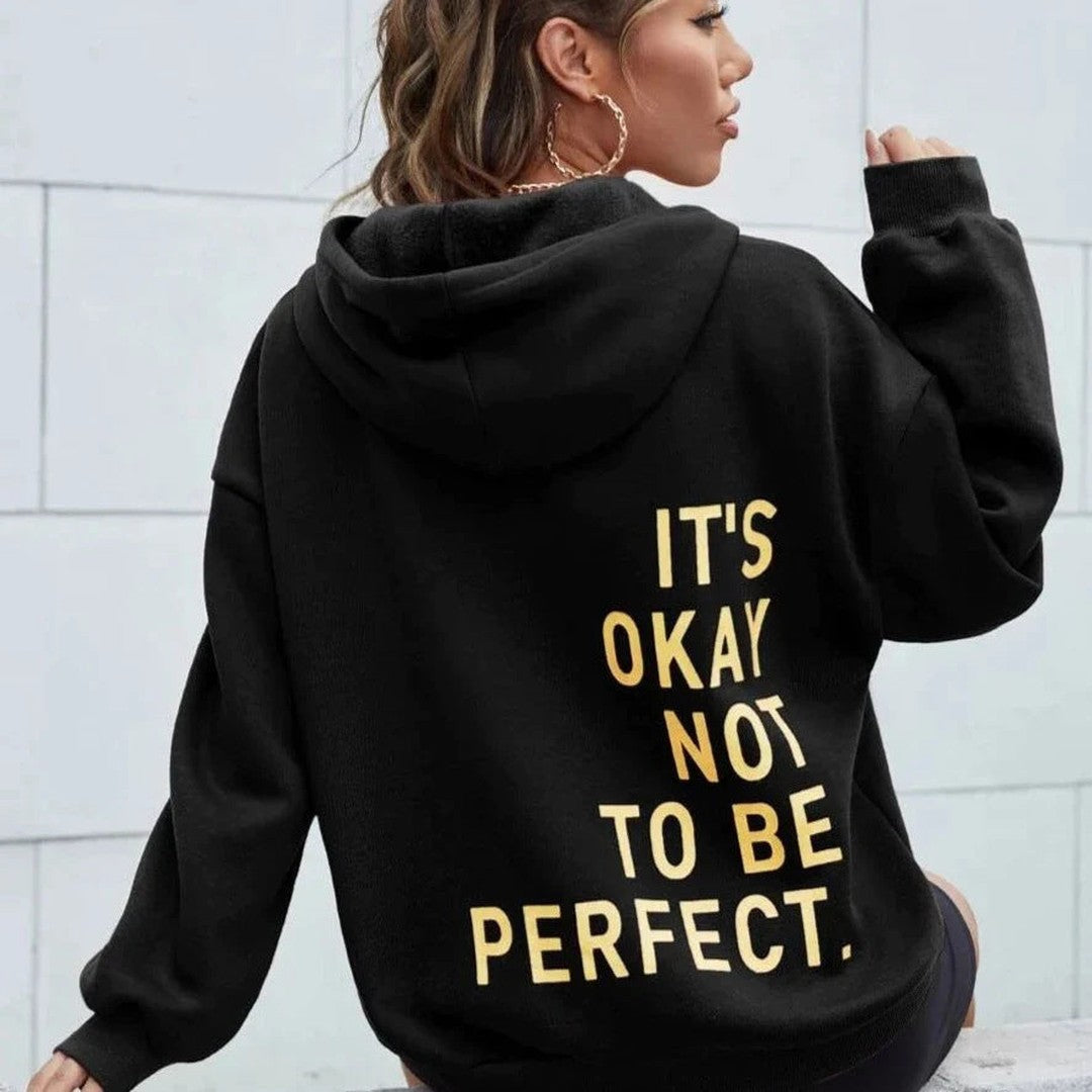 Woman wearing the Winona women's long-sleeve hoodie, front view