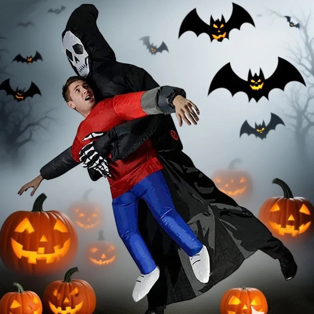 Inflatable ghost costume with black robe and mask - product photo 1