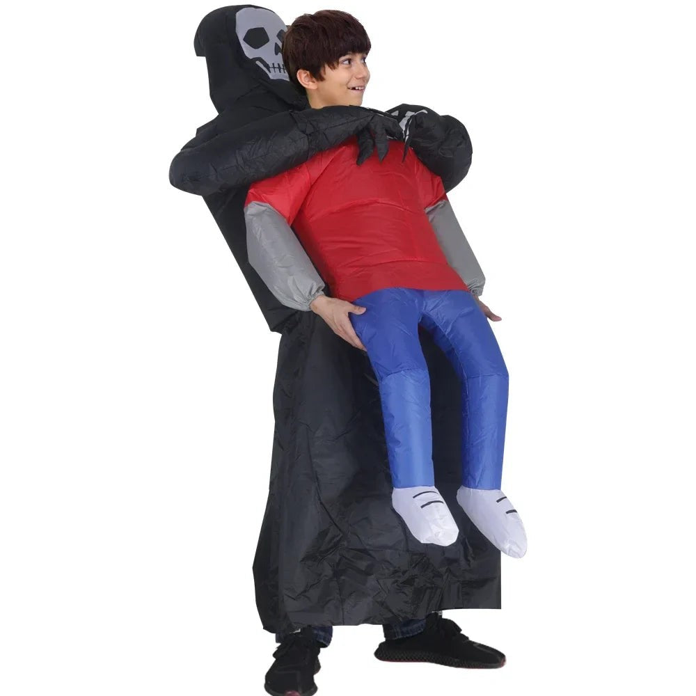Inflatable ghost costume with black robe and mask - product photo 2