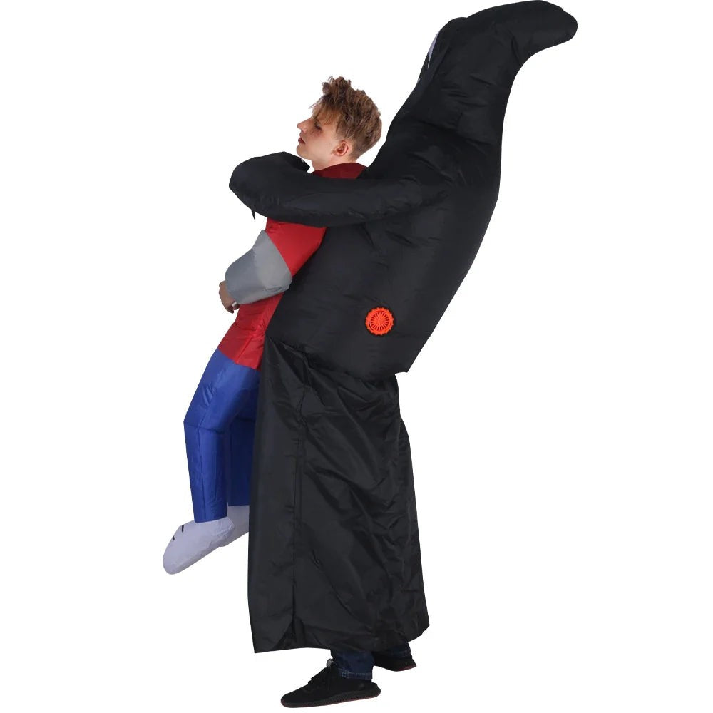 Inflatable ghost costume with black robe and mask - product photo 4