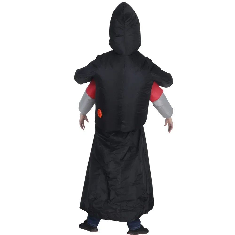Inflatable ghost costume with black robe and mask - product photo 5