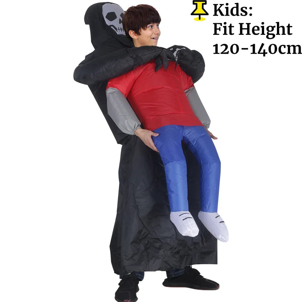 Inflatable ghost costume with black robe and mask - product photo 7