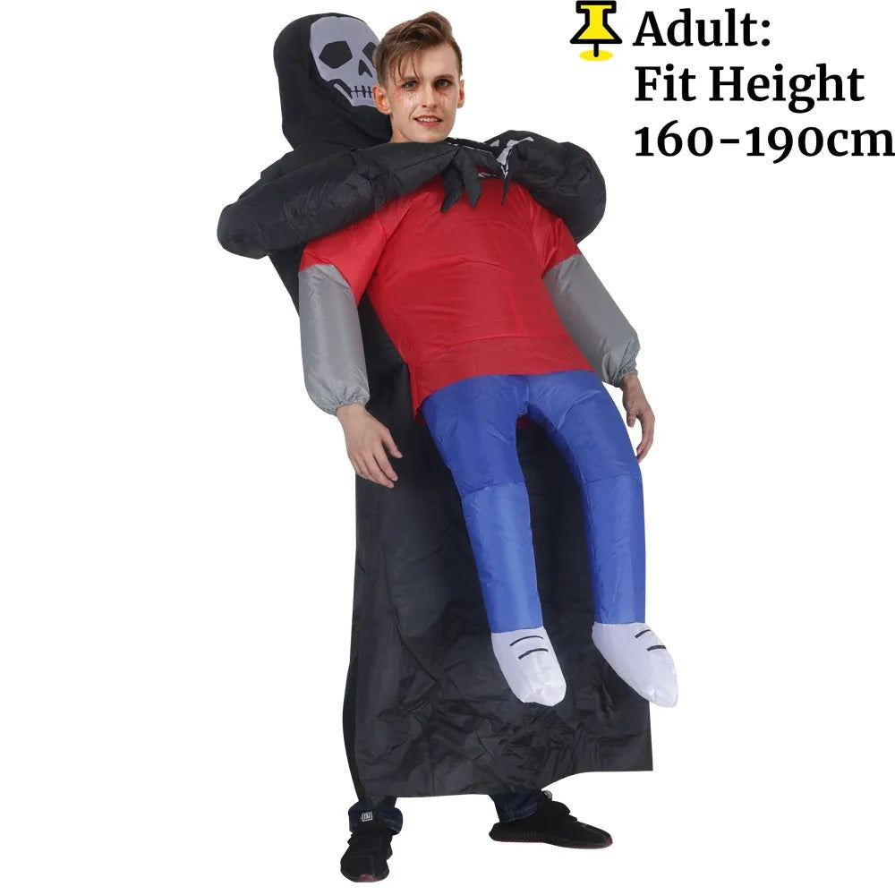 Inflatable ghost costume with black robe and mask - product photo 8