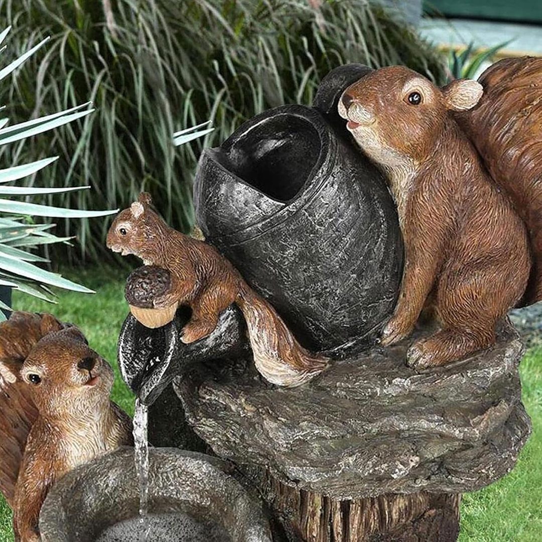 Solar table garden fountain with an animal figure and LED light - product photo 6