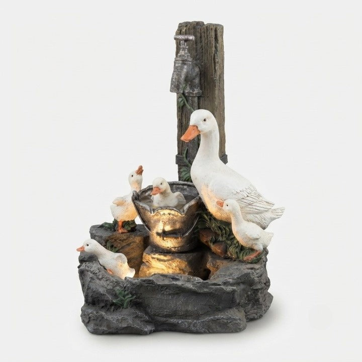 Solar table garden fountain with an animal figure and LED light - product photo 7
