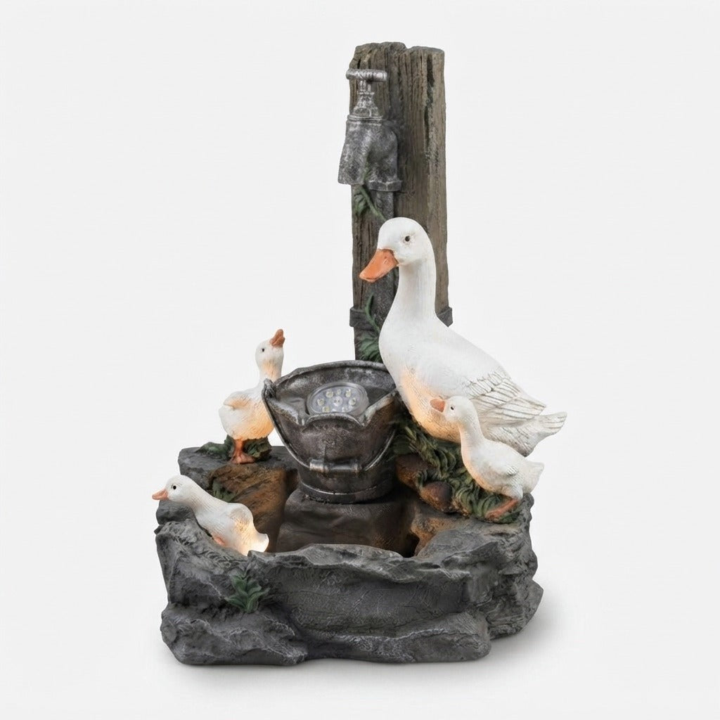 Solar table garden fountain with an animal figure and LED light - product photo 9