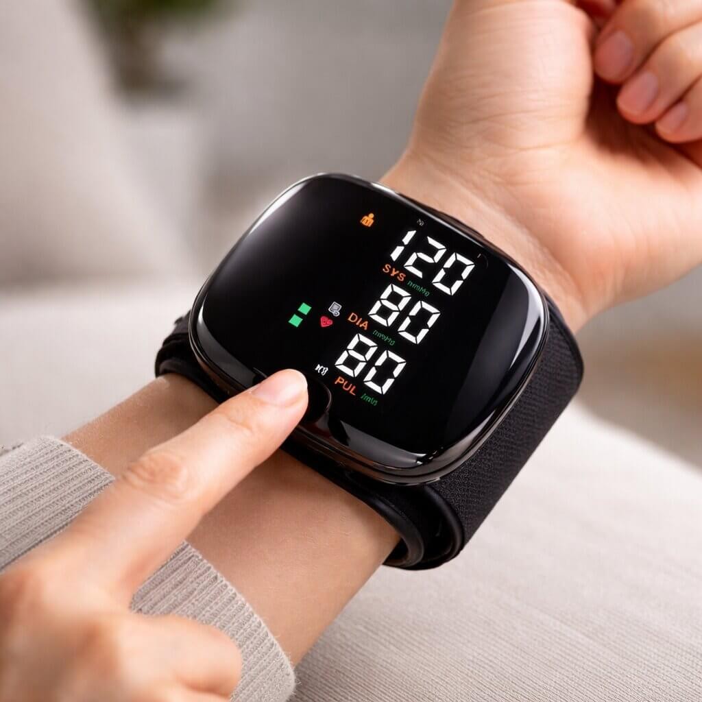 Rechargeable wrist cuff monitor with touch display - product photo 1