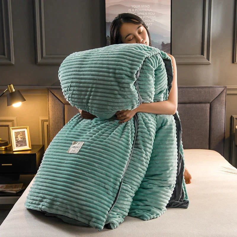 Velvety fleece duvet cover set with pillowcases - product photo 4