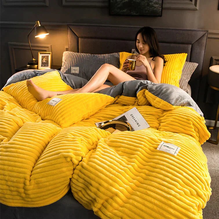 Velvety fleece duvet cover set with pillowcases - product photo 9