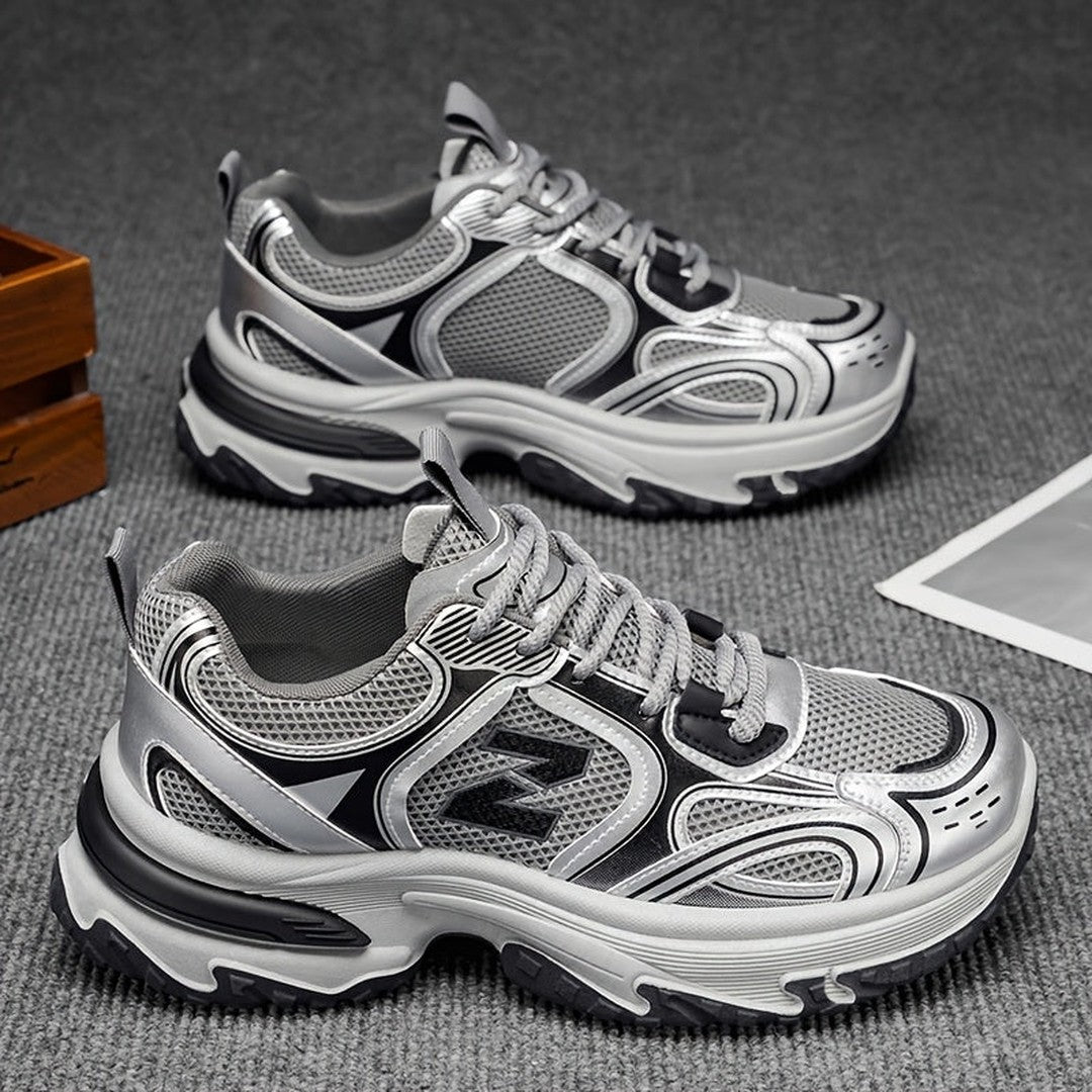Man wearing the Wystan men's casual lace sneakers, 7 view