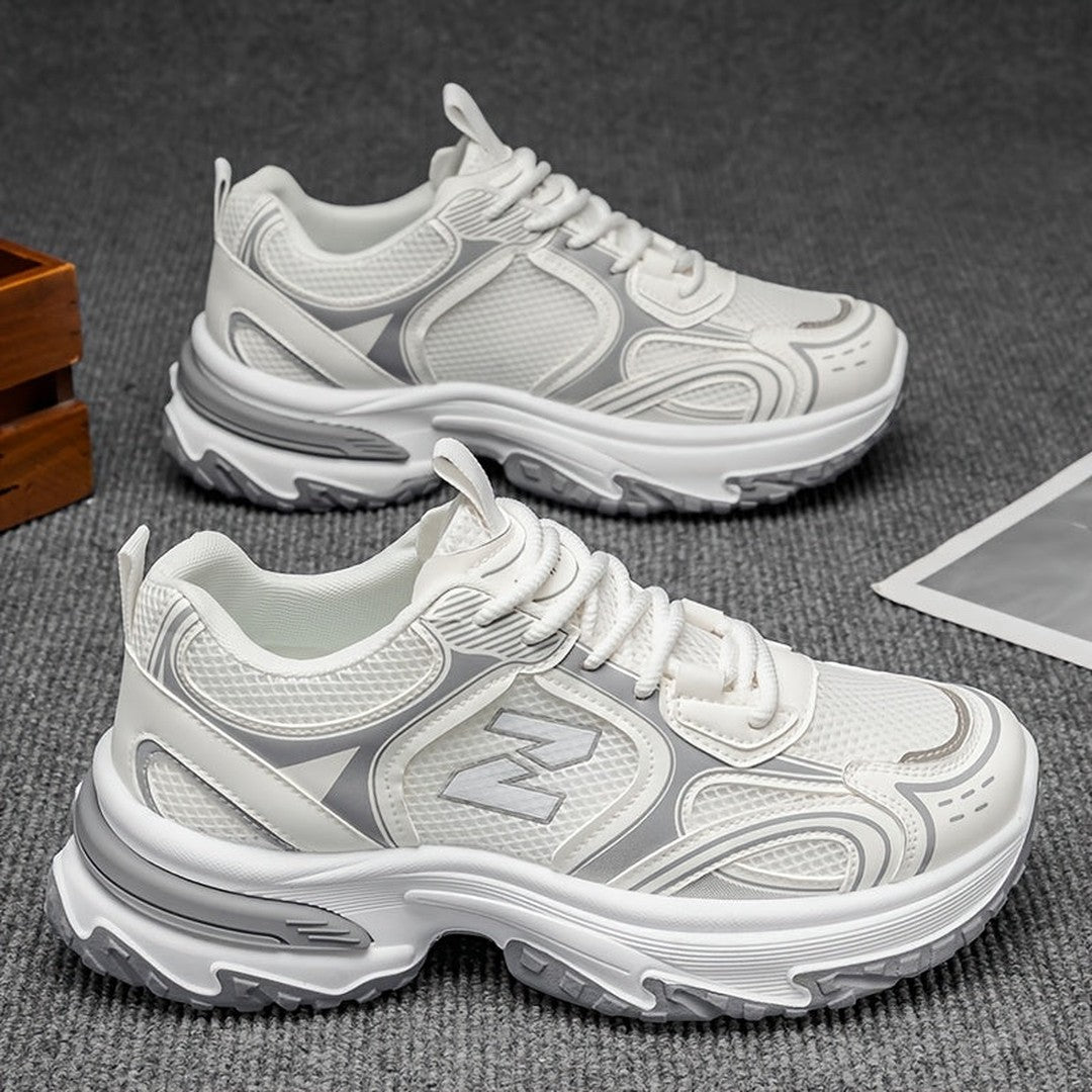 Man wearing the Wystan men's casual lace sneakers, flatlay view