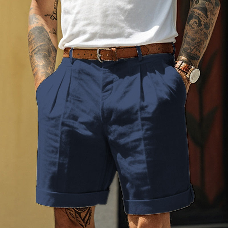 Darian | Men's Pleated Linen Blend Tailored Shorts