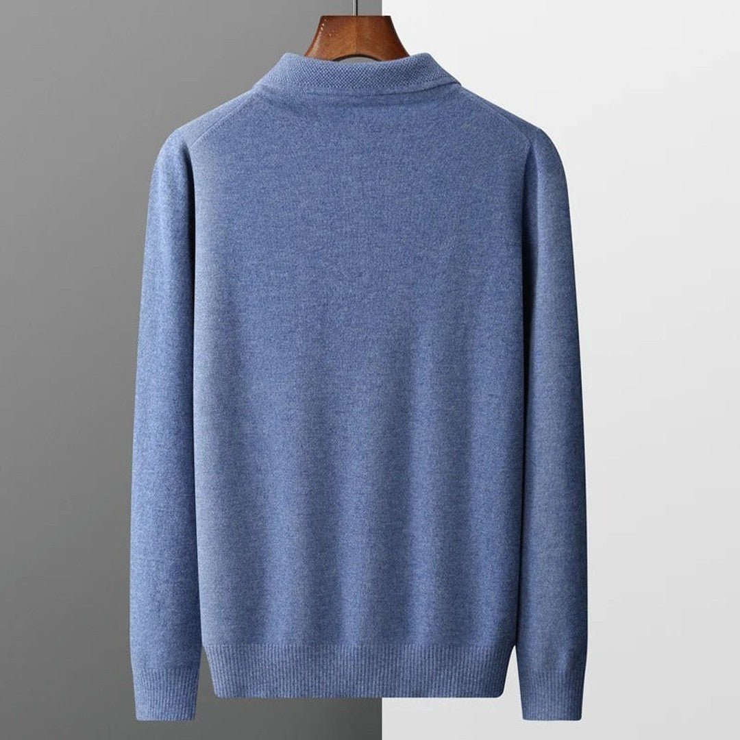 Man wearing the Yannick men's cashmere zip-up sweater, 11 view