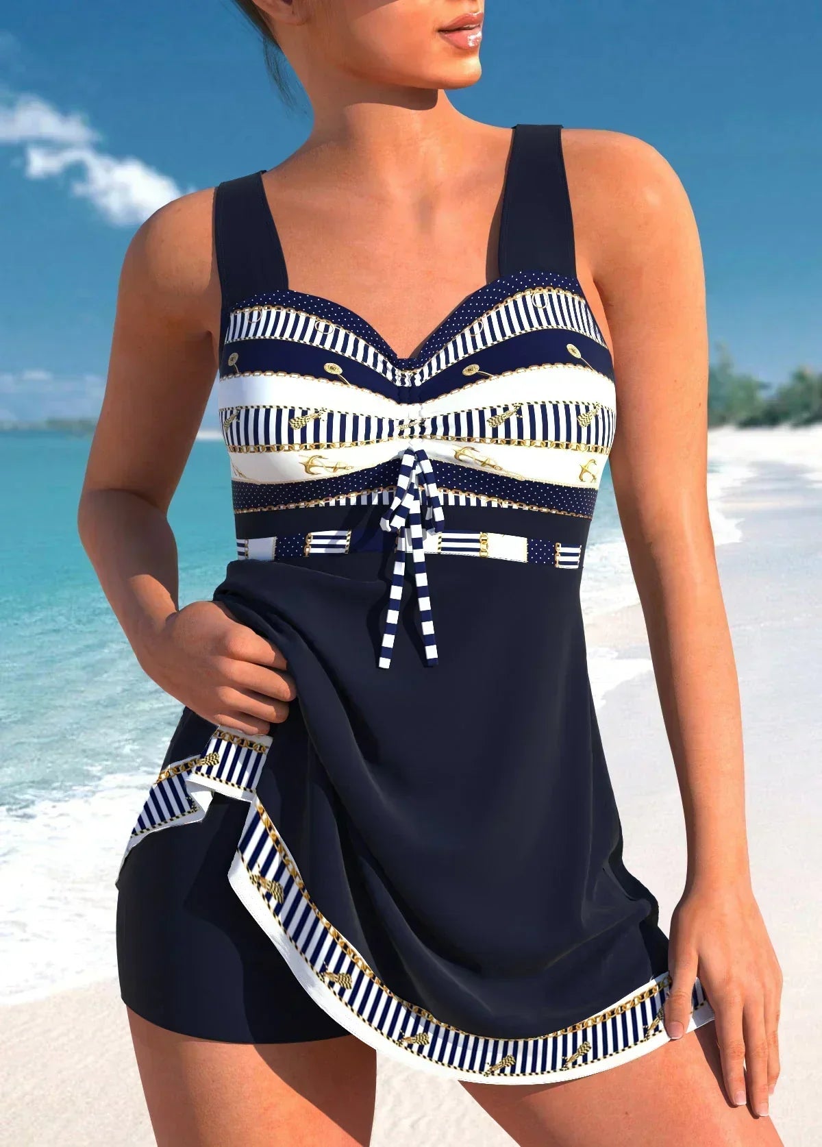 Mila | Women's Printed Tummy Control Tankini Set