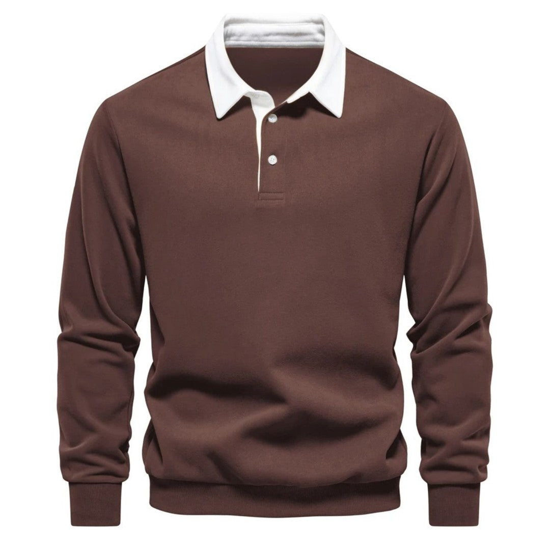 Man wearing the Zane men's sweater, back view