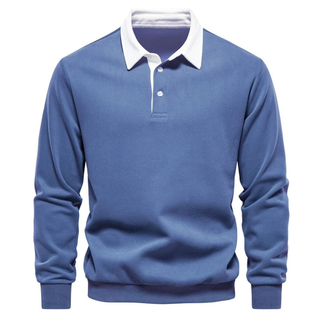 Man wearing the Zane men's sweater, front view