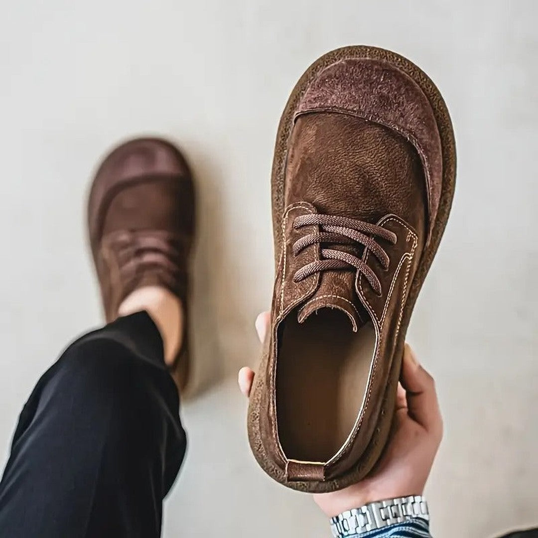 Man wearing the Zebedee men's shoes, 8 view