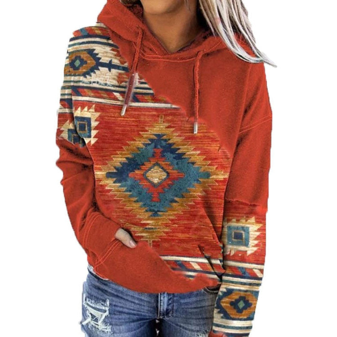 Woman wearing the Zelda women's elegant sweatshirt, front view