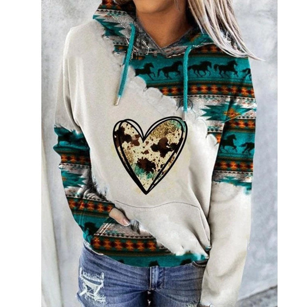 Woman wearing the Zelda women's elegant sweatshirt, model view