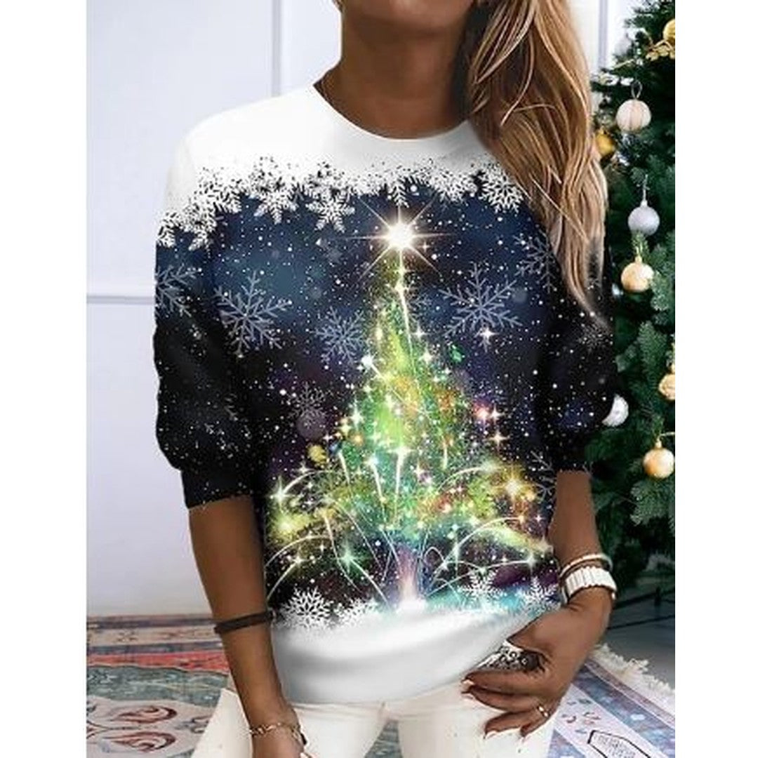 Woman wearing the Zoe women's knit elegant sweatshirt, 11 view