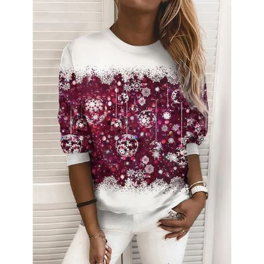 Woman wearing the Zoe women's knit elegant sweatshirt, 13 view