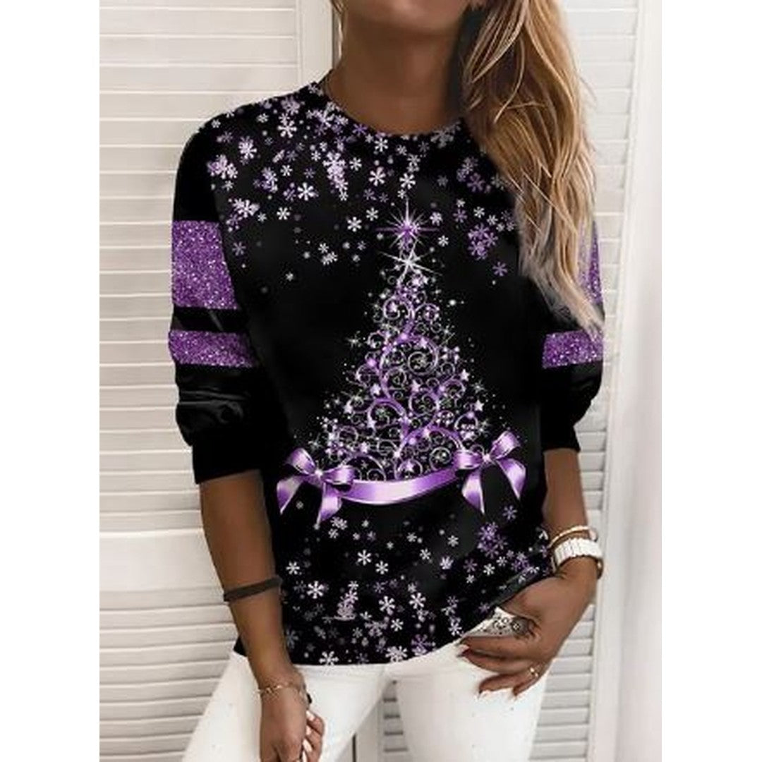 Woman wearing the Zoe women's knit elegant sweatshirt, 7 view