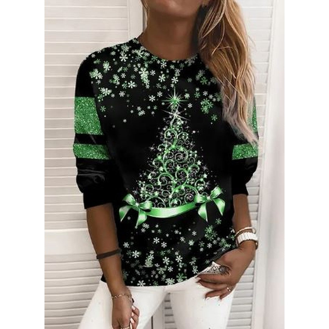 Woman wearing the Zoe women's knit elegant sweatshirt, model view