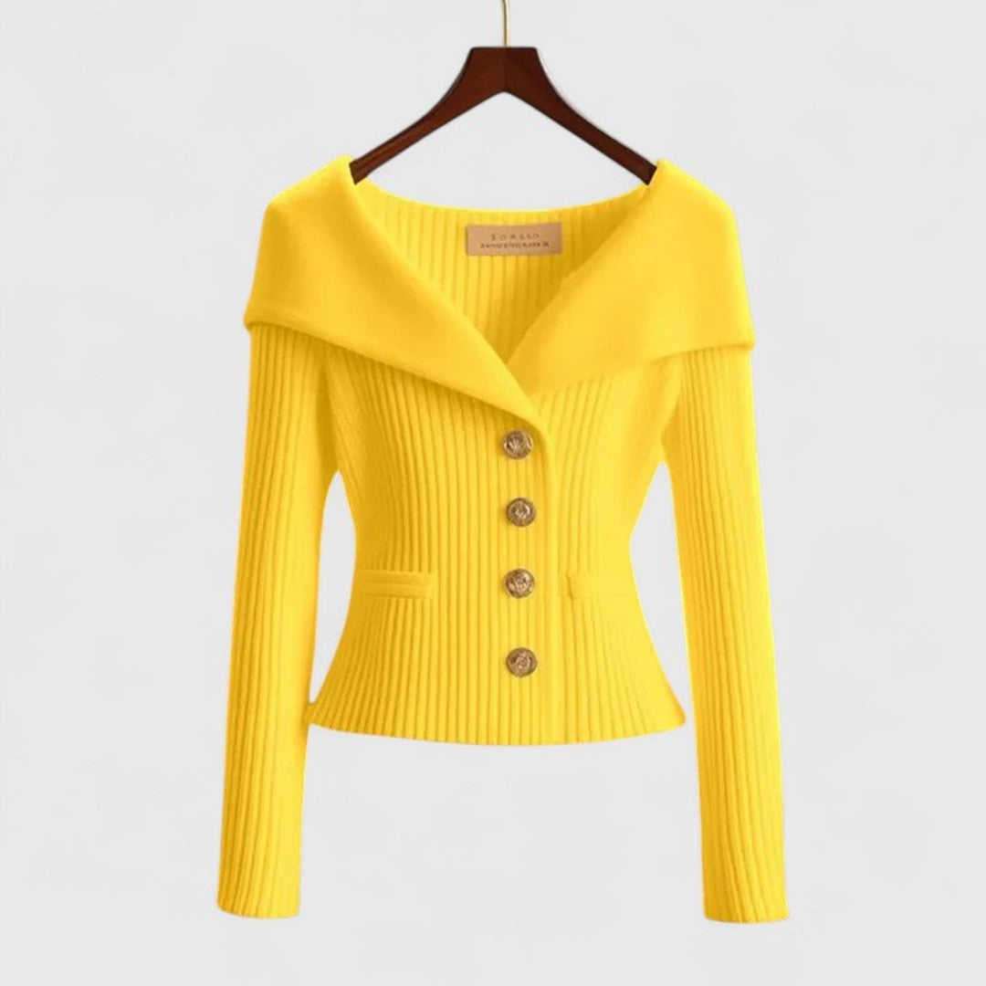 Woman wearing the Zoey women's elegant cardigan, 10 view