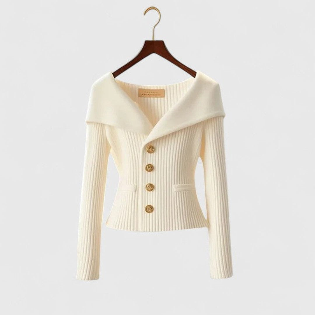 Woman wearing the Zoey women's elegant cardigan, 8 view