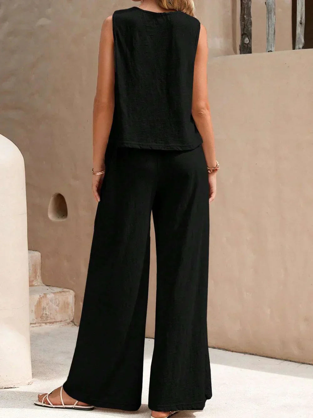 Alina | Women's Sleeveless Top And Wide Leg Set