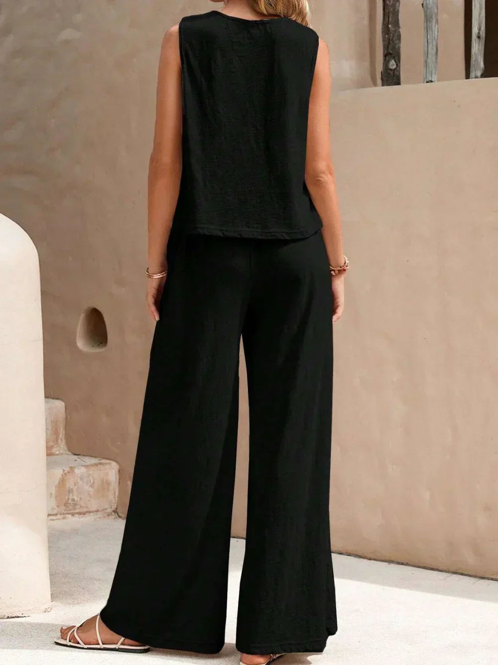 Camille | Women's Sleeveless Top & Wide-Leg Trouser Set
